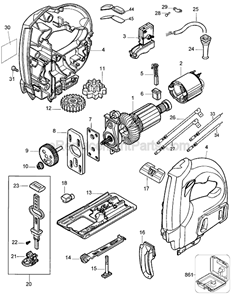 Page A Diagram and Parts List for JS510G Type 1 Black and Decker Jig Saw